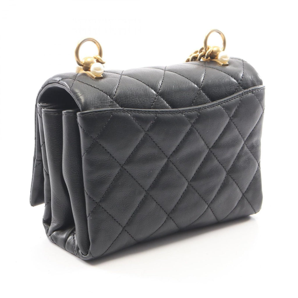 Chanel Shoulder Bag Quilted Black Lambskin Coco Pearl Mini Chain — view 2