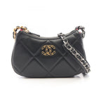 Chanel Shoulder Bag 19 Quilted Small Hobo Black Lambskin