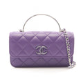 Chanel Shoulder Bag Quilted Top Handle Mini 2-Way Purple Lambskin Chain Wallet