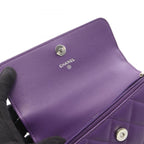 Chanel Shoulder Bag Quilted Top Handle Mini 2-Way Purple Lambskin Chain Wallet — view 9