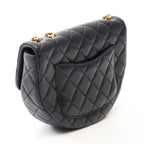 Chanel Shoulder Bag Quilted Camellia Black Lambskin Chain — view 2