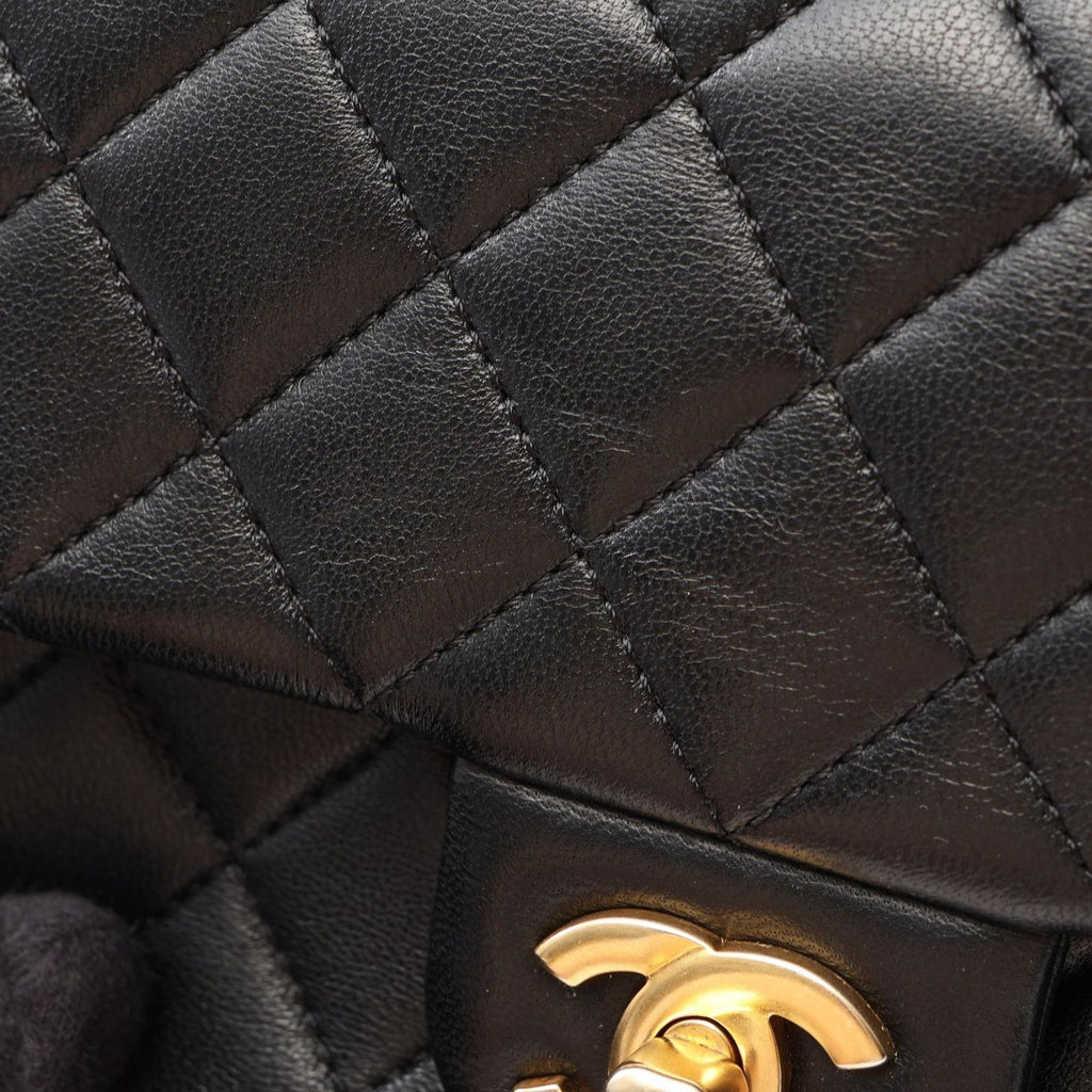 Chanel Shoulder Bag Quilted Camellia Black Lambskin Chain — view 9