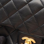 Chanel Shoulder Bag Quilted Camellia Black Lambskin Chain — view 9