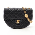 Chanel Shoulder Bag Quilted Camellia Black Lambskin Chain