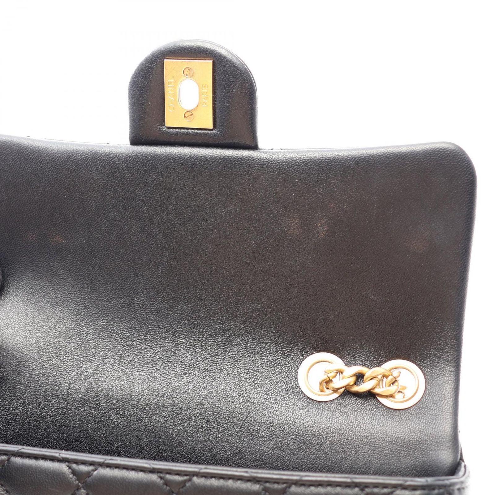 Chanel Shoulder Bag Quilted Camellia Black Lambskin Chain — view 6