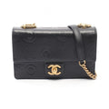 Chanel Shoulder Bag Coco Embossed Small Flap Black Leather Chain