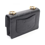 Chanel Shoulder Bag Coco Embossed Small Flap Black Leather Chain — view 2