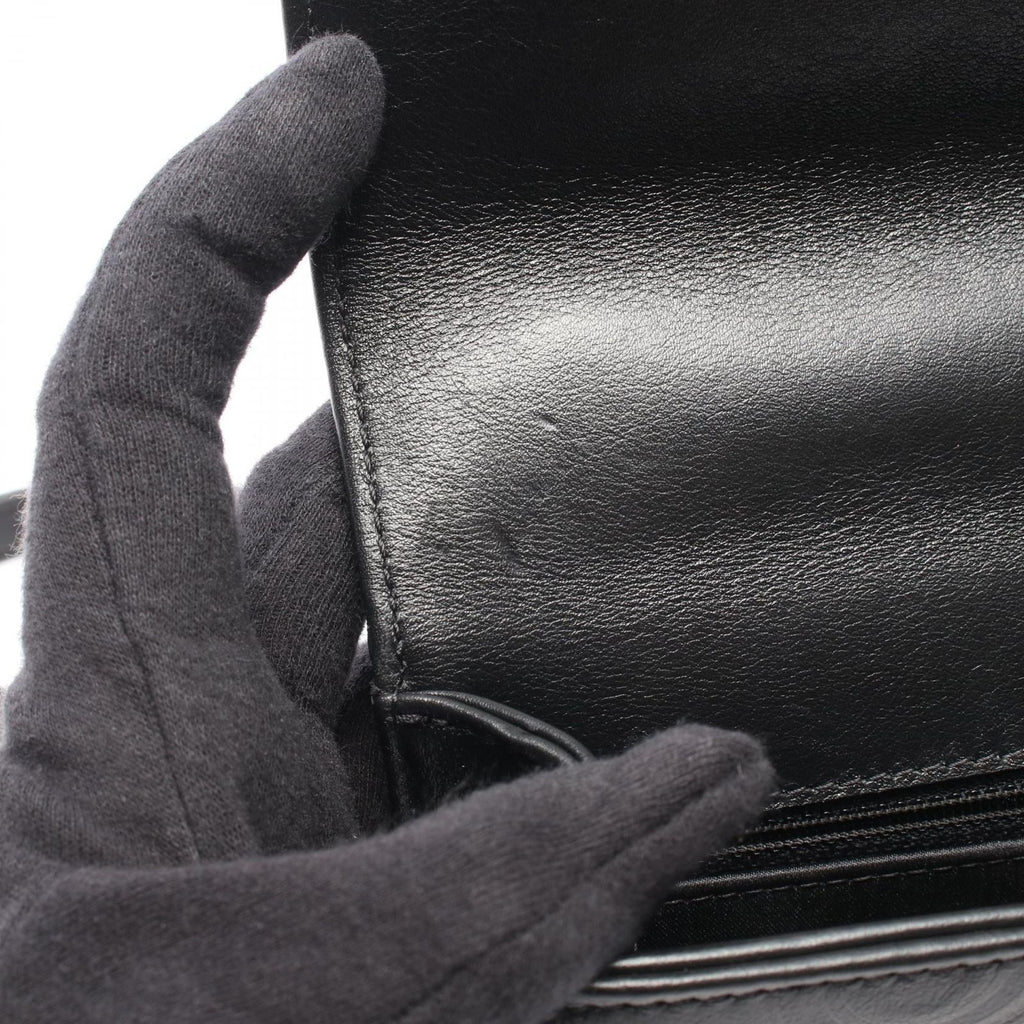 Chanel Shoulder Bag Coco Embossed Small Flap Black Leather Chain — view 6