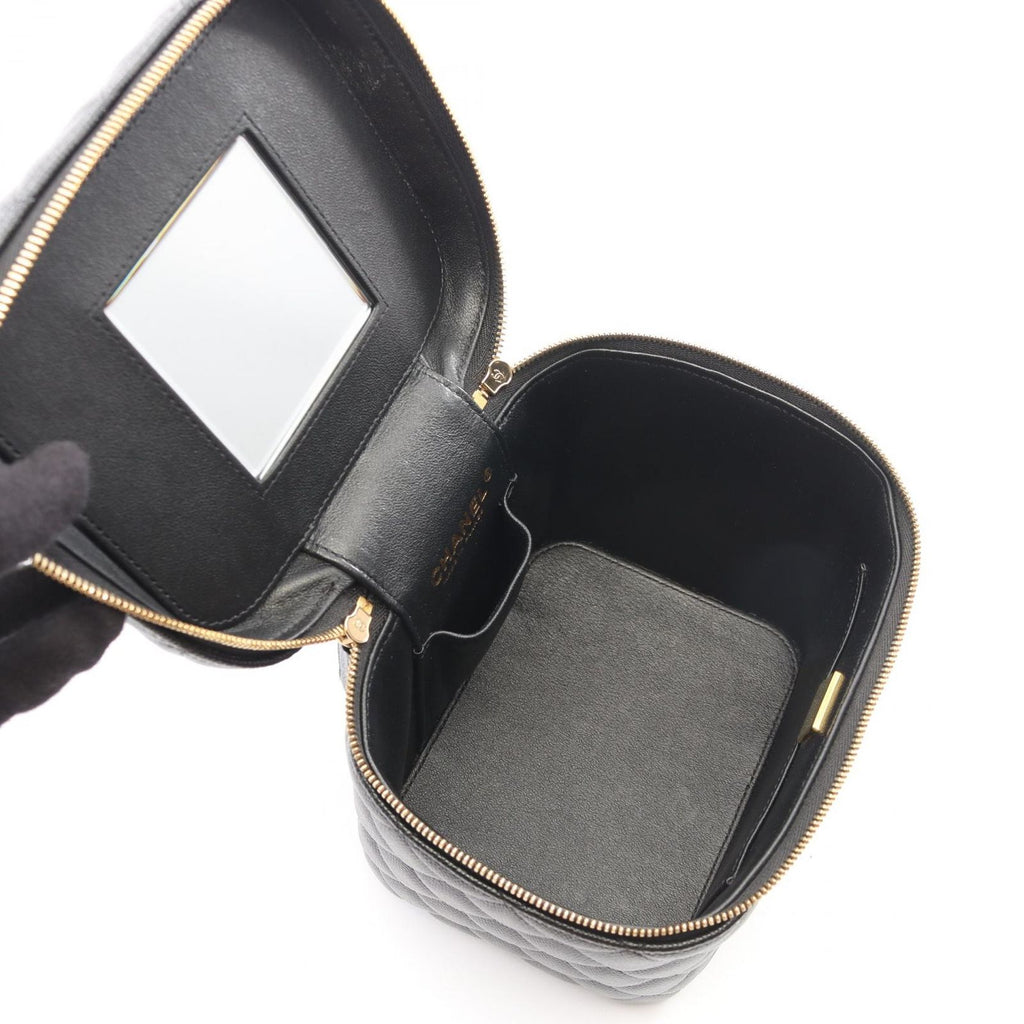 Chanel Shoulder Bag Quilted Vanity 2-Way Black Caviar Leather Chain — view 3