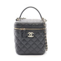 Chanel Shoulder Bag Quilted Vanity 2-Way Black Caviar Leather Chain