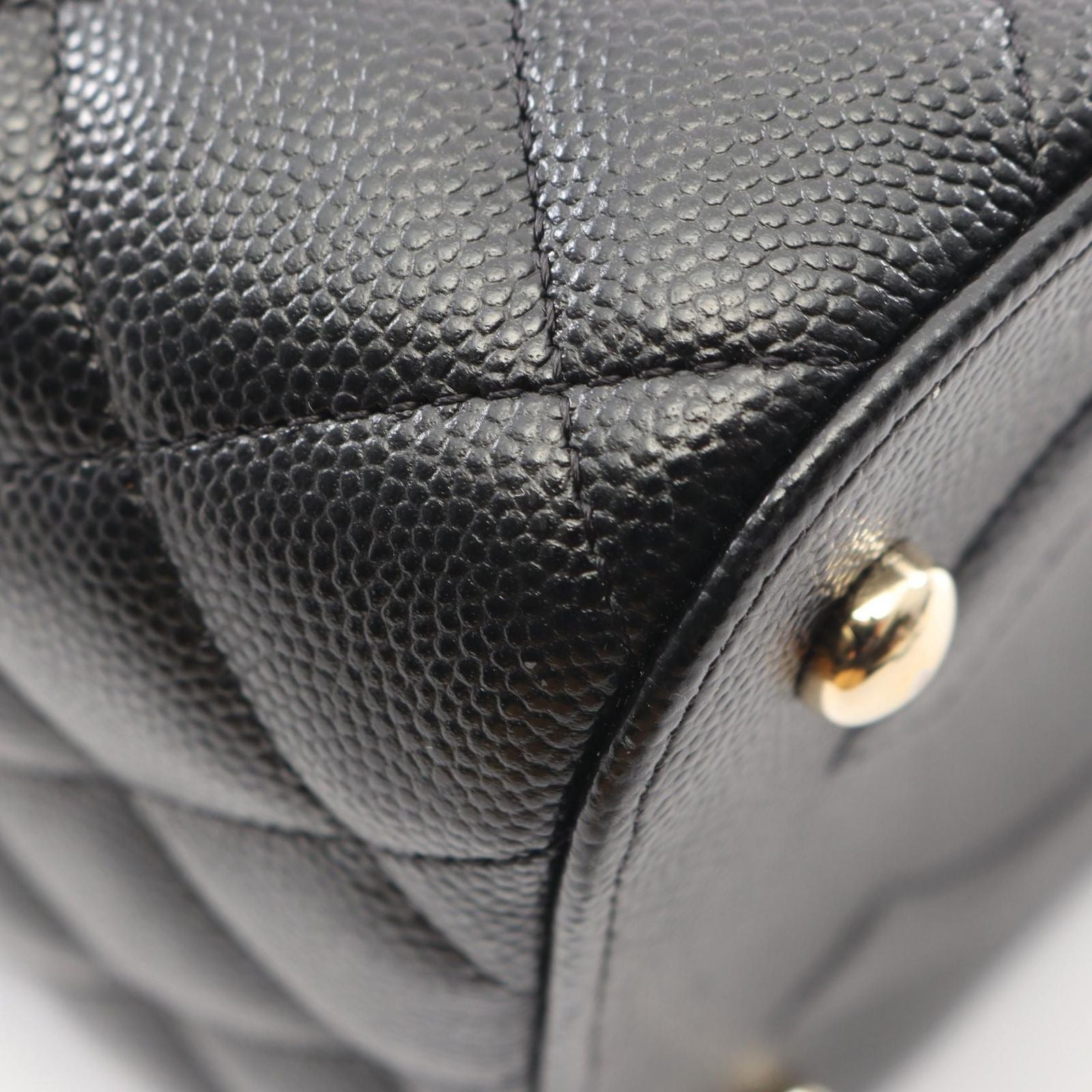 Chanel Shoulder Bag Quilted Vanity 2-Way Black Caviar Leather Chain — view 8