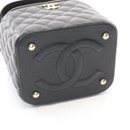 Chanel Shoulder Bag Quilted Vanity 2-Way Black Caviar Leather Chain — view 9