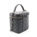 Chanel Shoulder Bag Quilted Vanity 2-Way Black Caviar Leather Chain — view 2