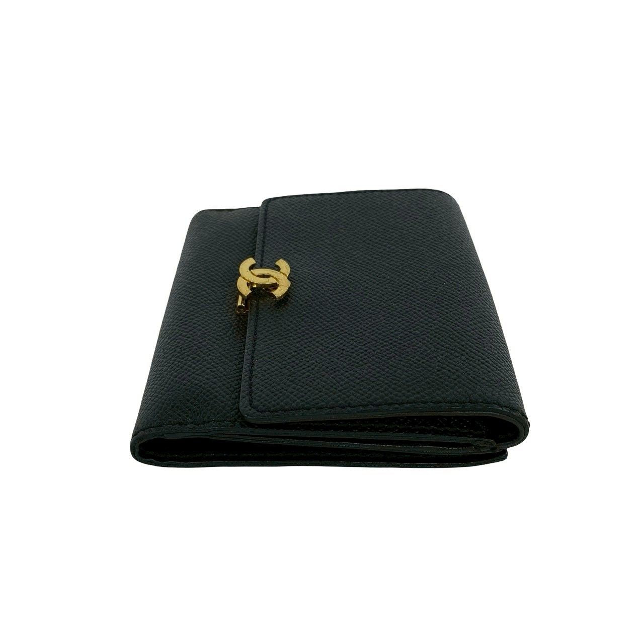 Chanel Card with No 5 Vintage CC Logo Caviar Leather Bifold Wallet Black — view 5