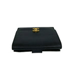 Chanel Card with No 5 Vintage CC Logo Caviar Leather Bifold Wallet Black — view 3