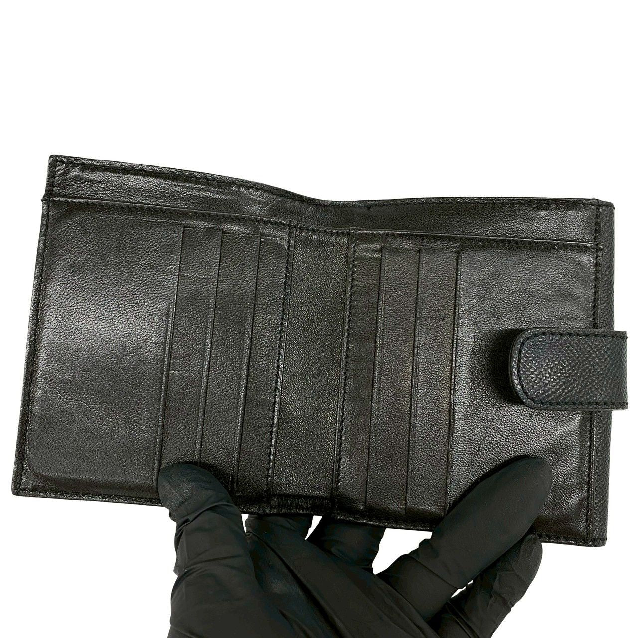 Chanel Card with No 5 Vintage CC Logo Caviar Leather Bifold Wallet Black — view 7