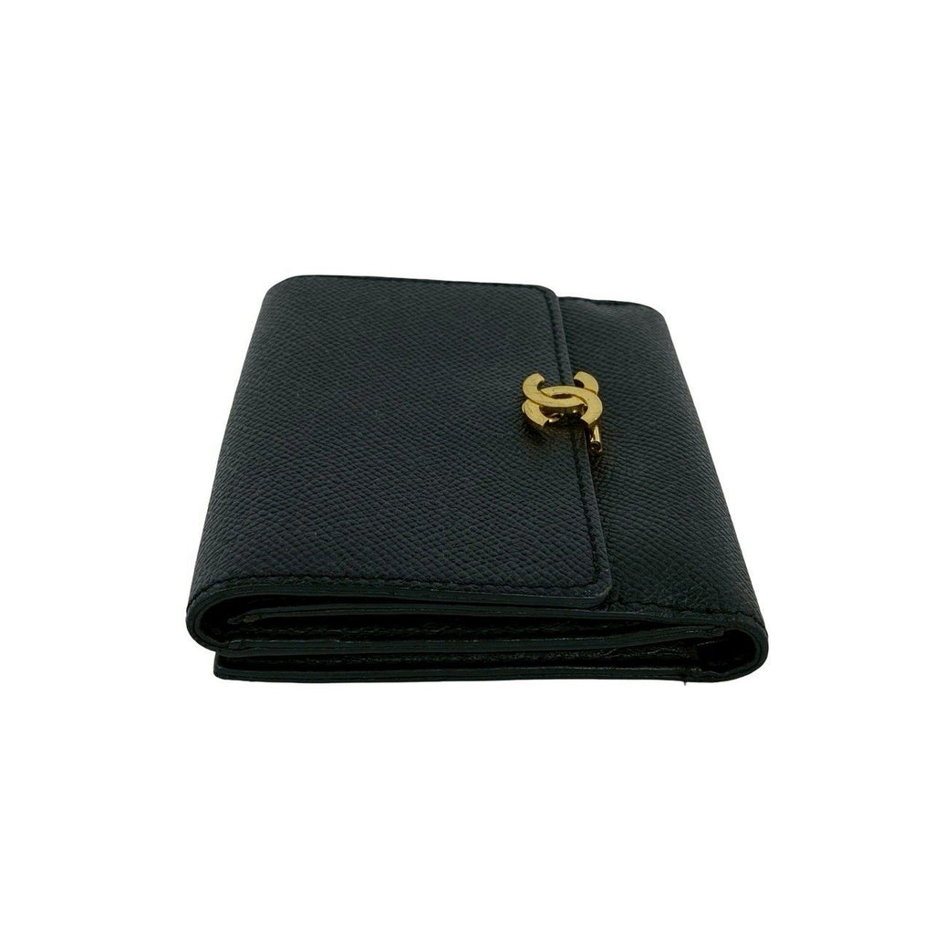 Chanel Card with No 5 Vintage CC Logo Caviar Leather Bifold Wallet Black — view 4