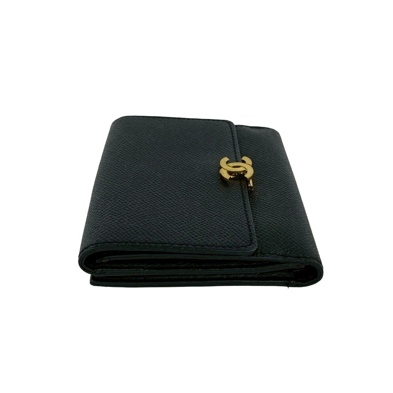 Chanel Card with No 5 Vintage CC Logo Caviar Leather Bifold Wallet Black — view 4