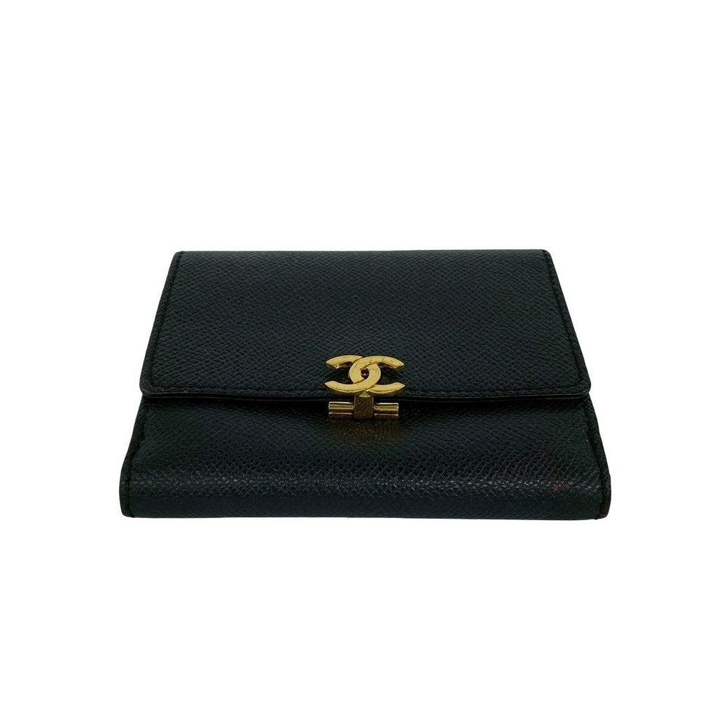 Chanel Card with No 5 Vintage CC Logo Caviar Leather Bifold Wallet Black — view 6