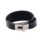 Hermes Bracelet Kelly Double Tour Black Calf Stainless Steel