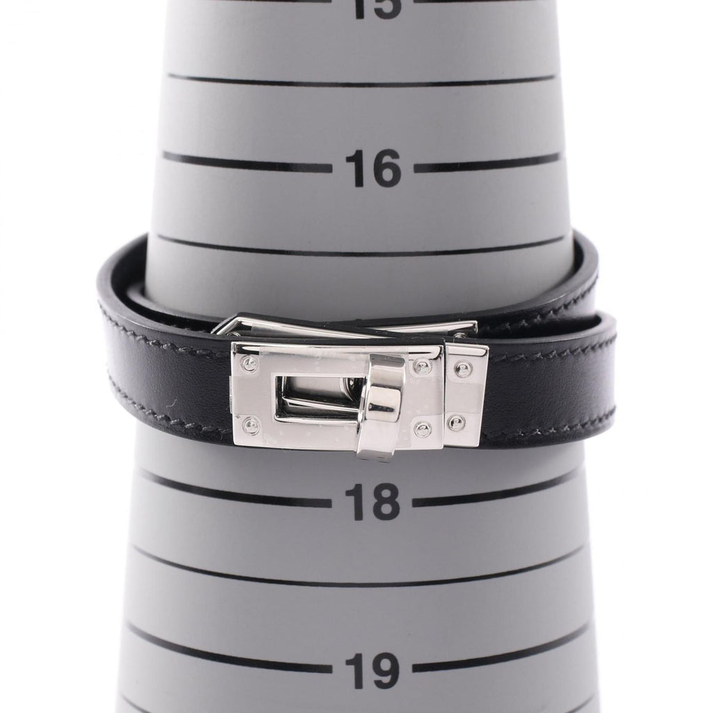 Hermes Bracelet Kelly Double Tour Black Calf Stainless Steel — view 6