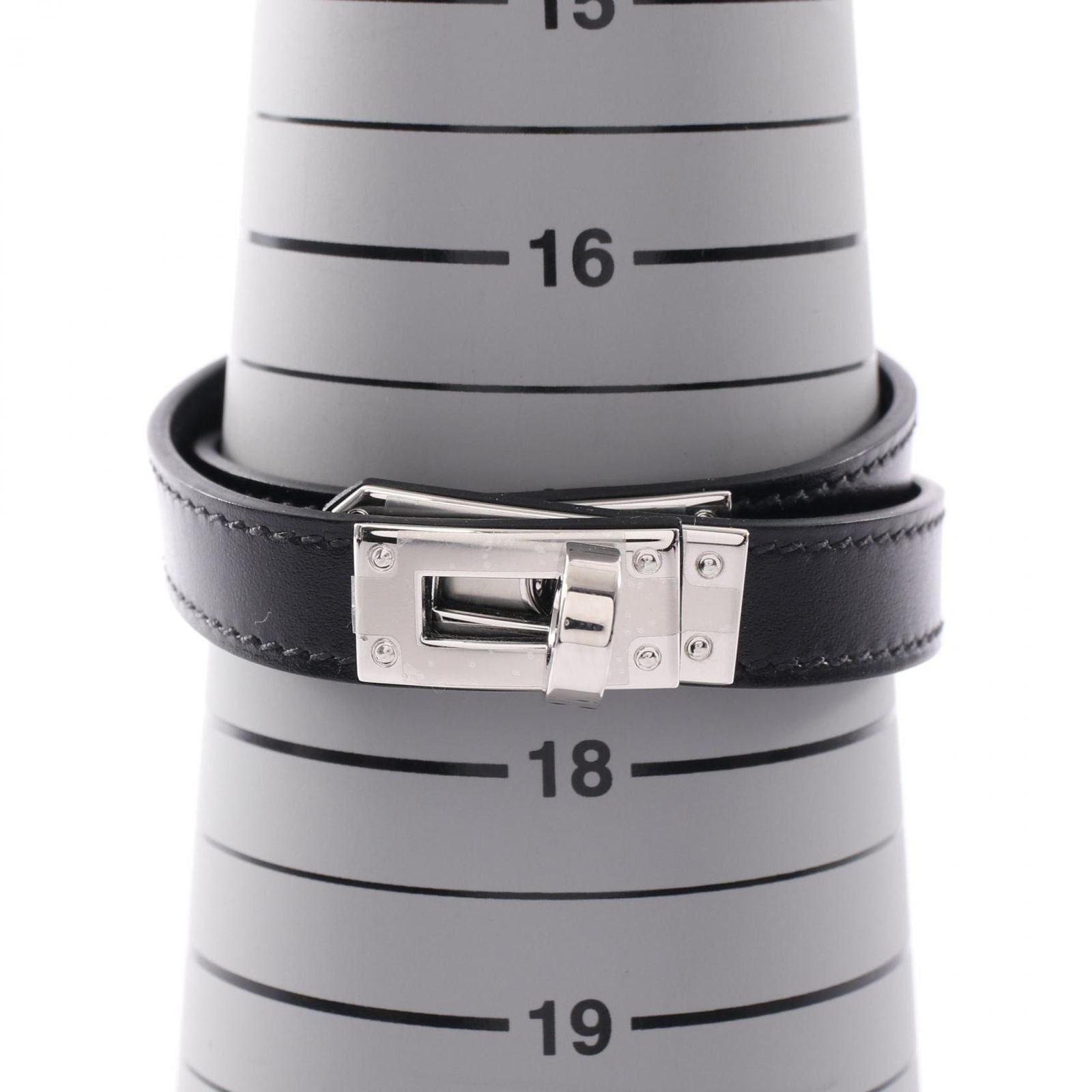 Hermes Bracelet Kelly Double Tour Black Calf Stainless Steel — view 6