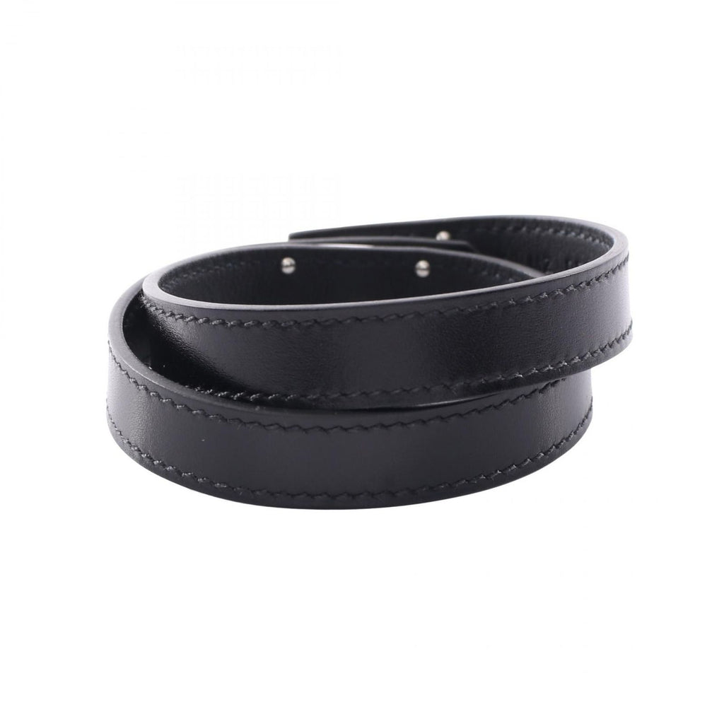 Hermes Bracelet Kelly Double Tour Black Calf Stainless Steel — view 2