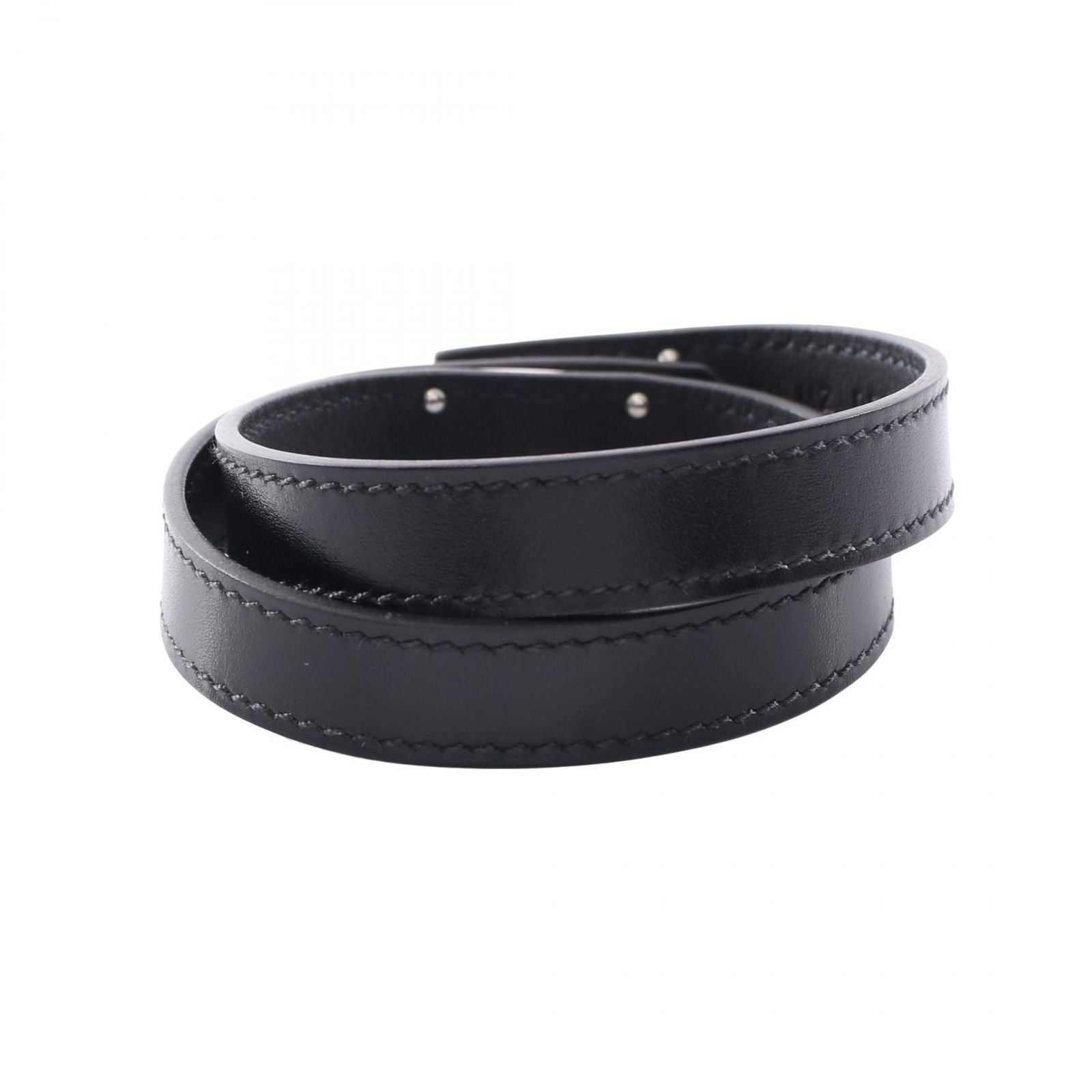 Hermes Bracelet Kelly Double Tour Black Calf Stainless Steel — view 2