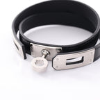 Hermes Bracelet Kelly Double Tour Black Calf Stainless Steel — view 3