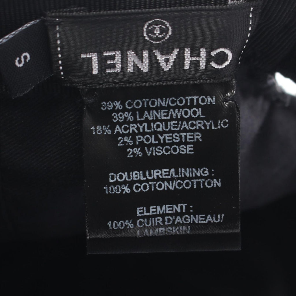 Chanel Cap CC Logo Wool Leather Cap — view 5
