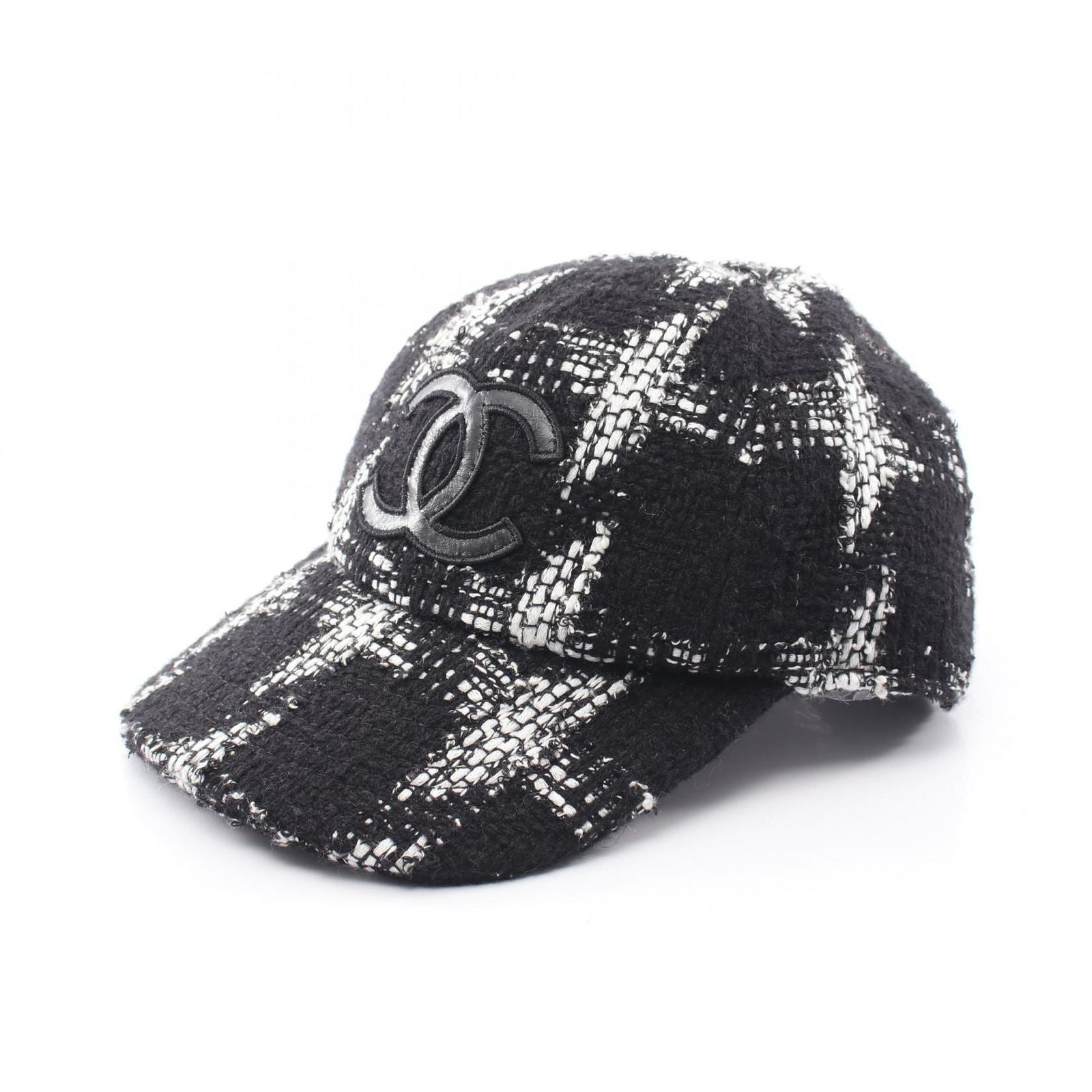 Chanel Cap CC Logo Wool Leather Cap