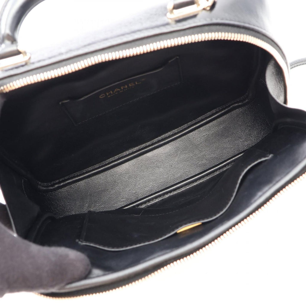 Chanel Shoulder Bag Quilted Top Handle 2-Way Black Leather Chain — view 3