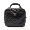 Chanel Shoulder Bag Quilted Top Handle 2-Way Black Leather Chain