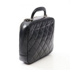 Chanel Shoulder Bag Quilted Top Handle 2-Way Black Leather Chain — view 2