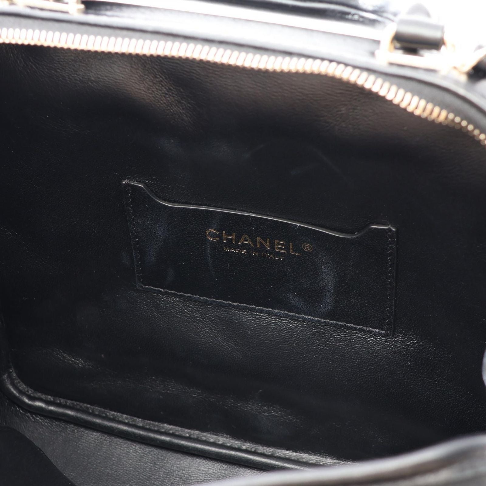 Chanel Shoulder Bag Quilted Top Handle 2-Way Black Leather Chain — view 6
