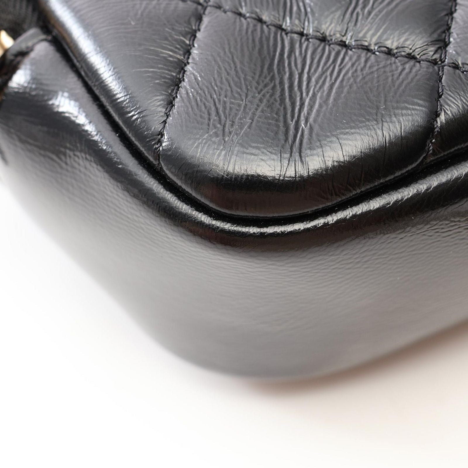 Chanel Shoulder Bag Quilted Top Handle 2-Way Black Leather Chain — view 7