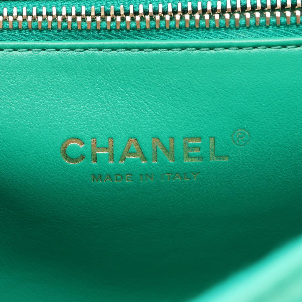 Chanel Backpack Quilted Square Chain Green Lambskin — view 4