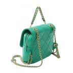 Chanel Backpack Quilted Square Chain Green Lambskin — view 2