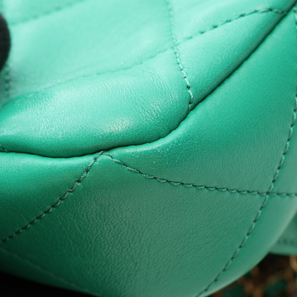 Chanel Backpack Quilted Square Chain Green Lambskin — view 7