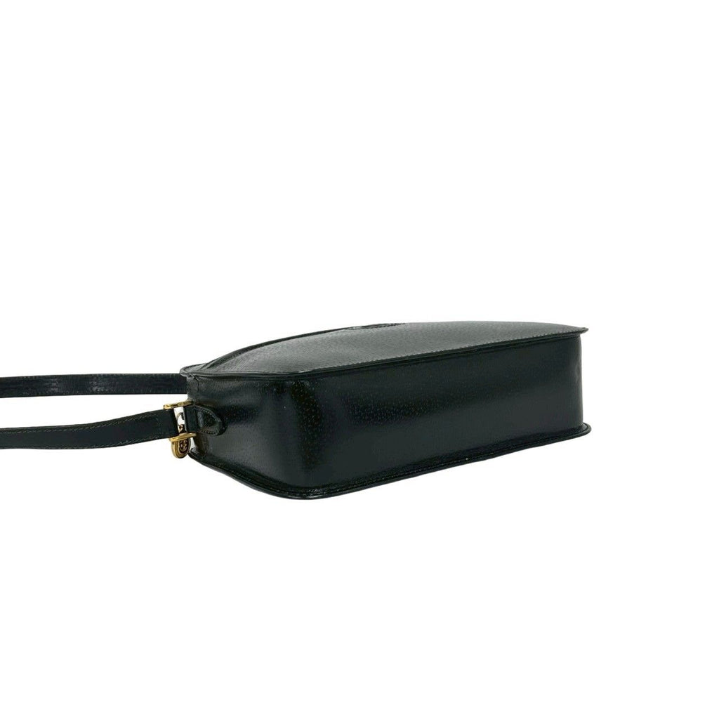 Gucci Vintage GG Logo Leather Mini Shoulder Bag Crossbody Pochette Black — view 7