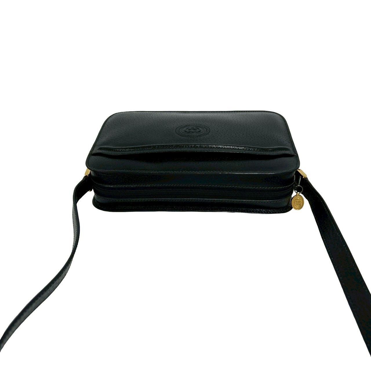 Gucci Vintage GG Logo Leather Mini Shoulder Bag Crossbody Pochette Black — view 4