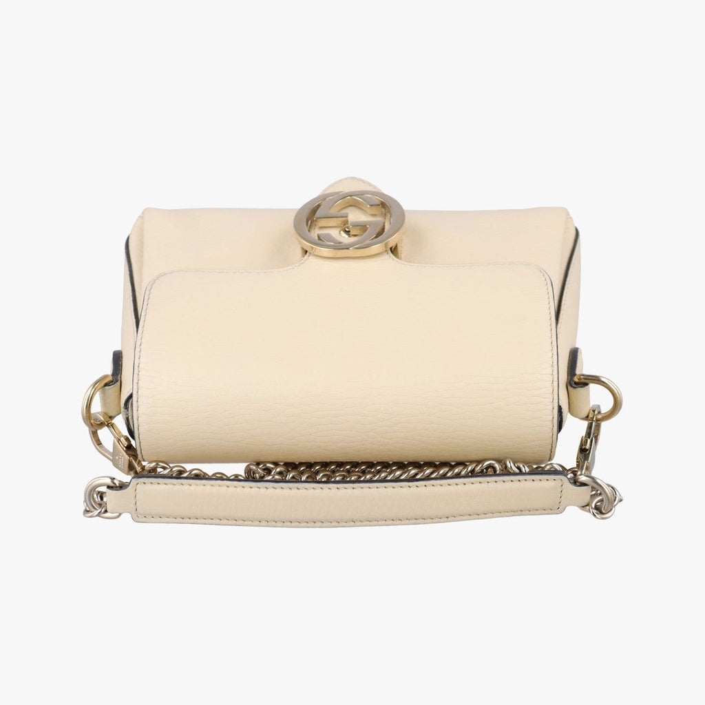 Gucci Interlocking Ivory Leather Shoulder — view 8