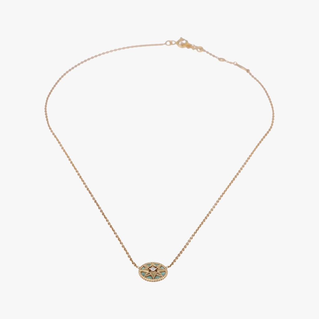Dior Rose Des Vents Medallion Gold Green Necklace — view 3