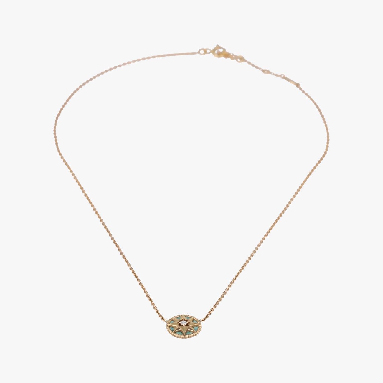 Dior Rose Des Vents Medallion Gold Green Necklace — view 3