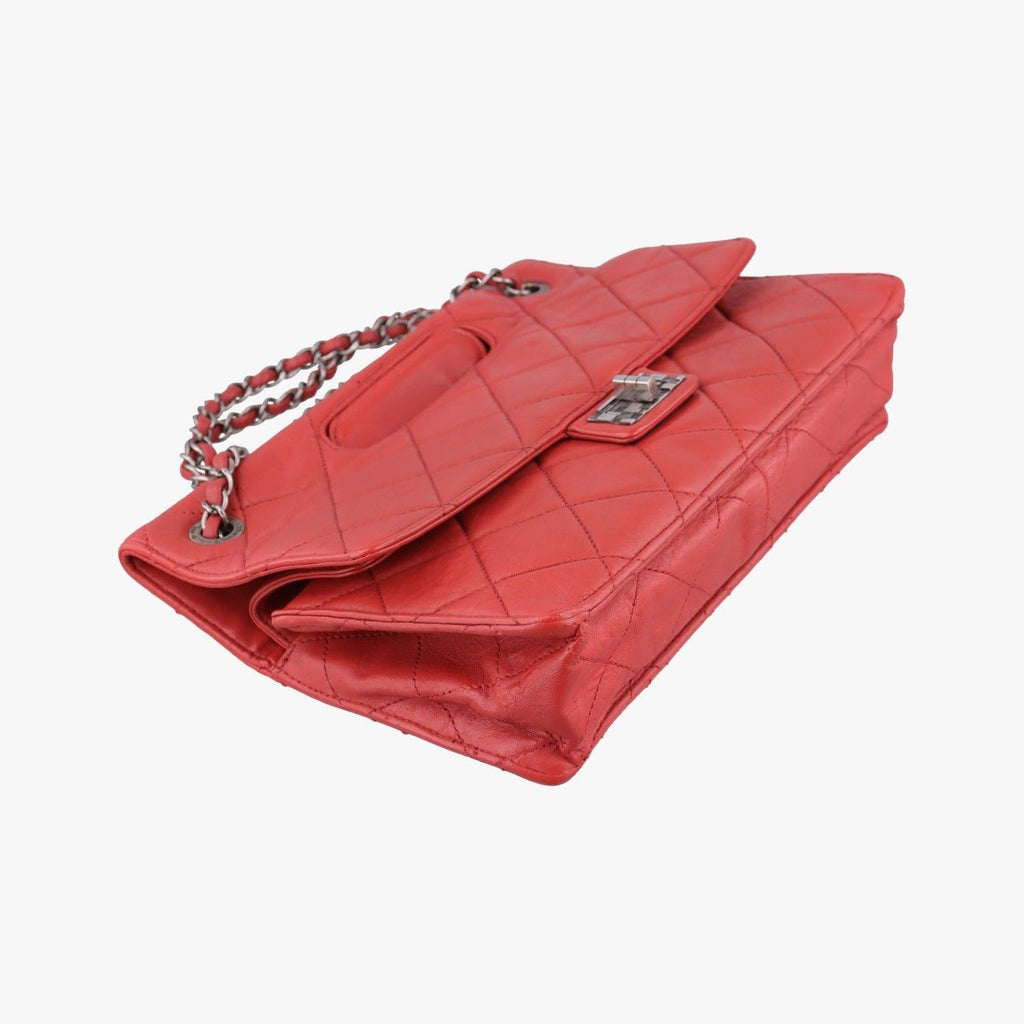 Chanel Quilted Turnlock 2.55 Red Lambskin Handbag — view 5
