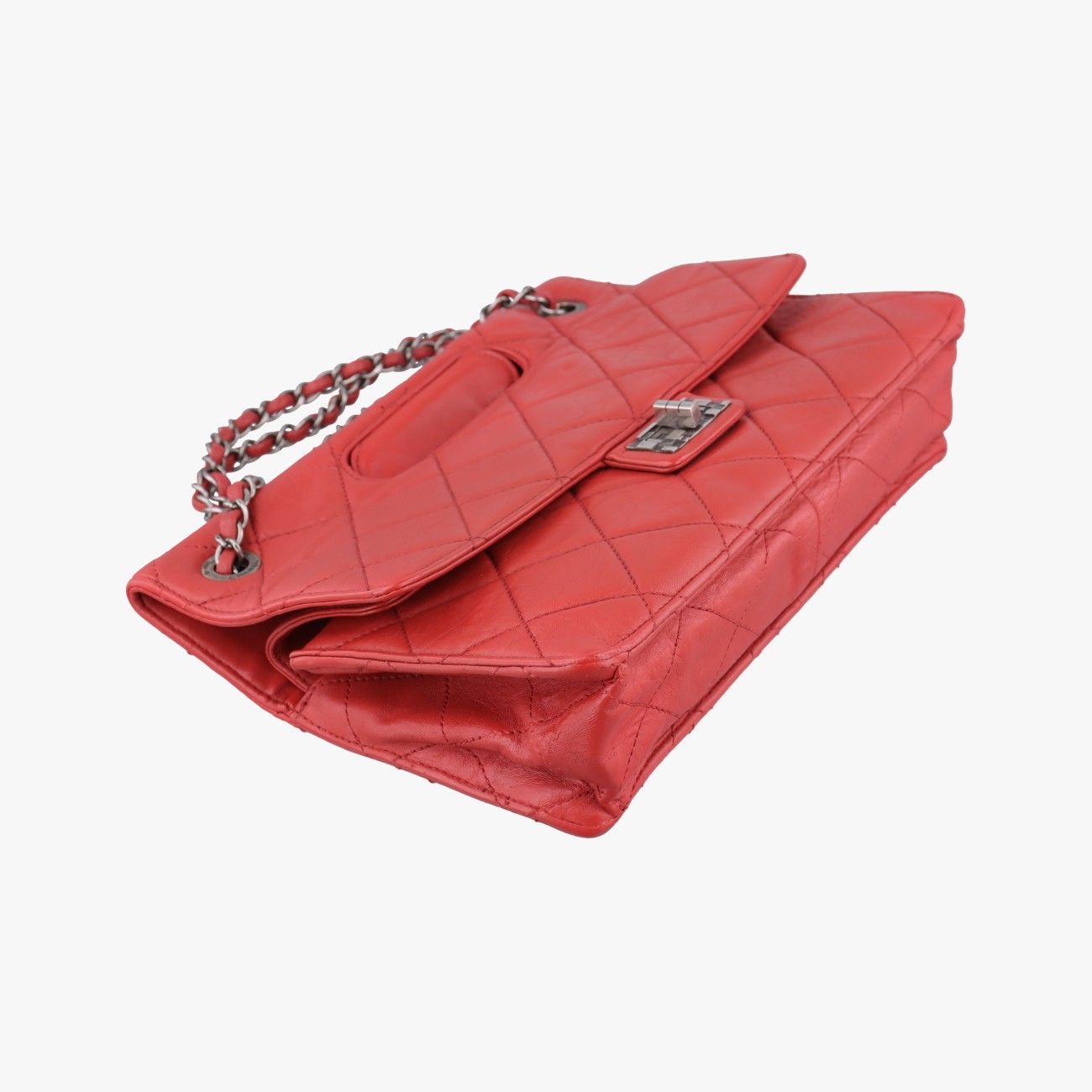 Chanel Quilted Turnlock 2.55 Red Lambskin Handbag — view 5