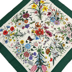 Gucci Scarf White Green Multi Floral Pattern