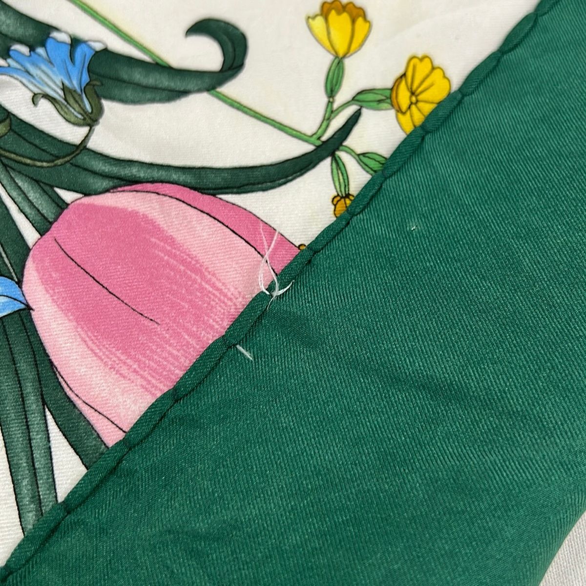 Gucci Scarf White Green Multi Floral Pattern — view 7