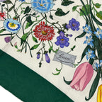 Gucci Scarf White Green Multi Floral Pattern — view 4