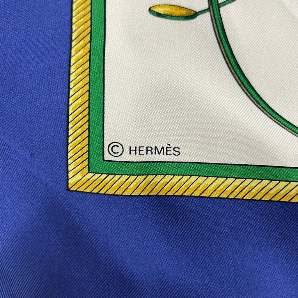 Hermes Scarf Carre 90 Blue Ivory Multi les Voitures a Transformation — view 2